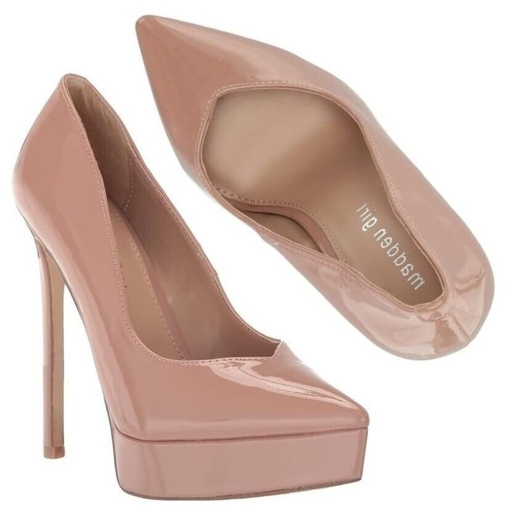 Madden Girl Lidia Platform Pumps Size 7 M Blush Patent Faux Leather Stilettos